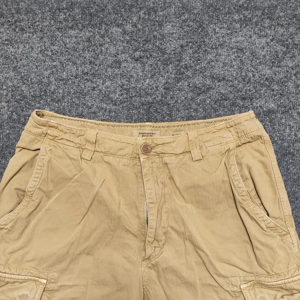 Banana Republic Shorts Mens 32 Beige Cargo Cotton Canvas Relaxed Fit Pockets